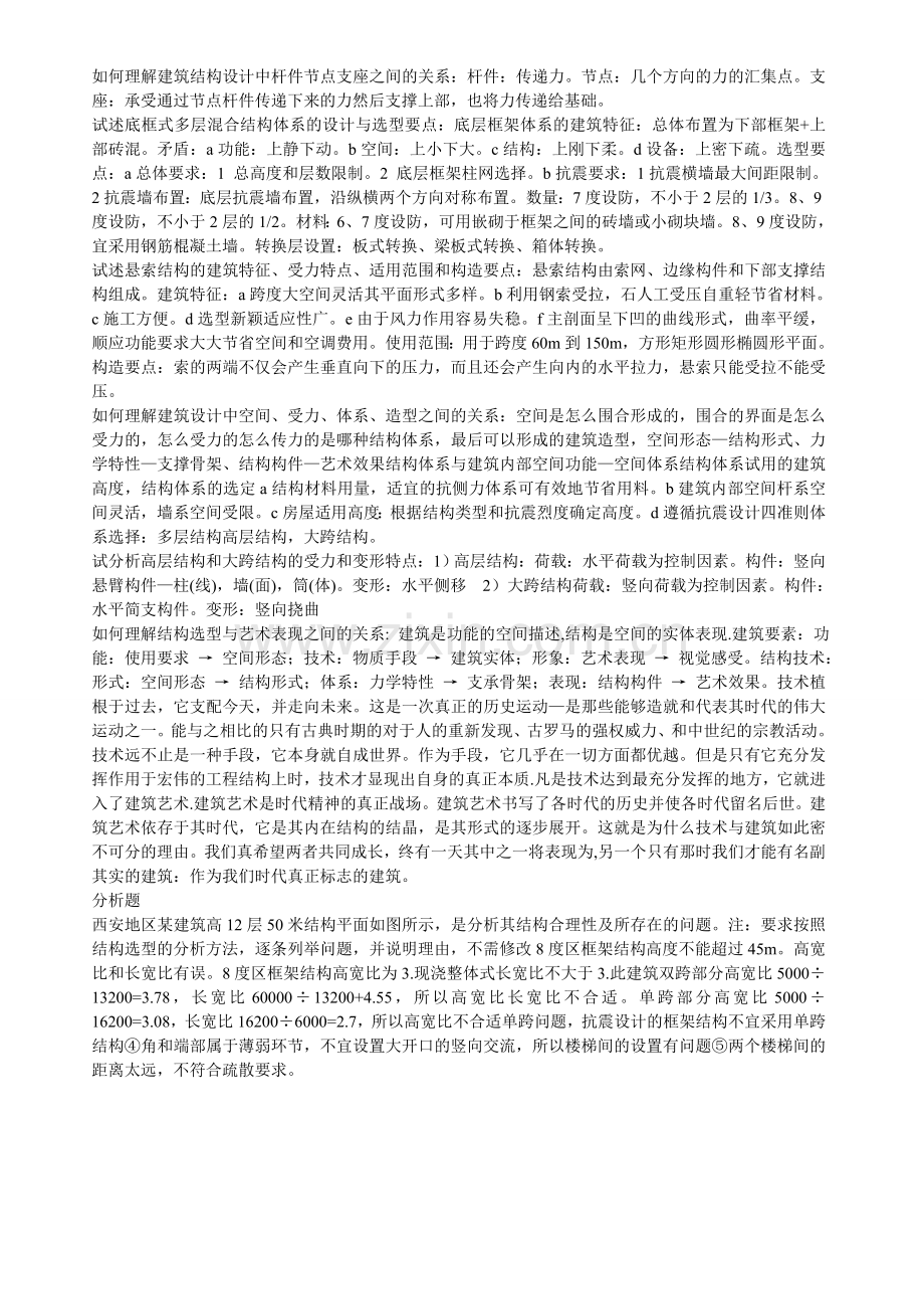 建筑结构选型考试题答案教案资料.doc_第2页