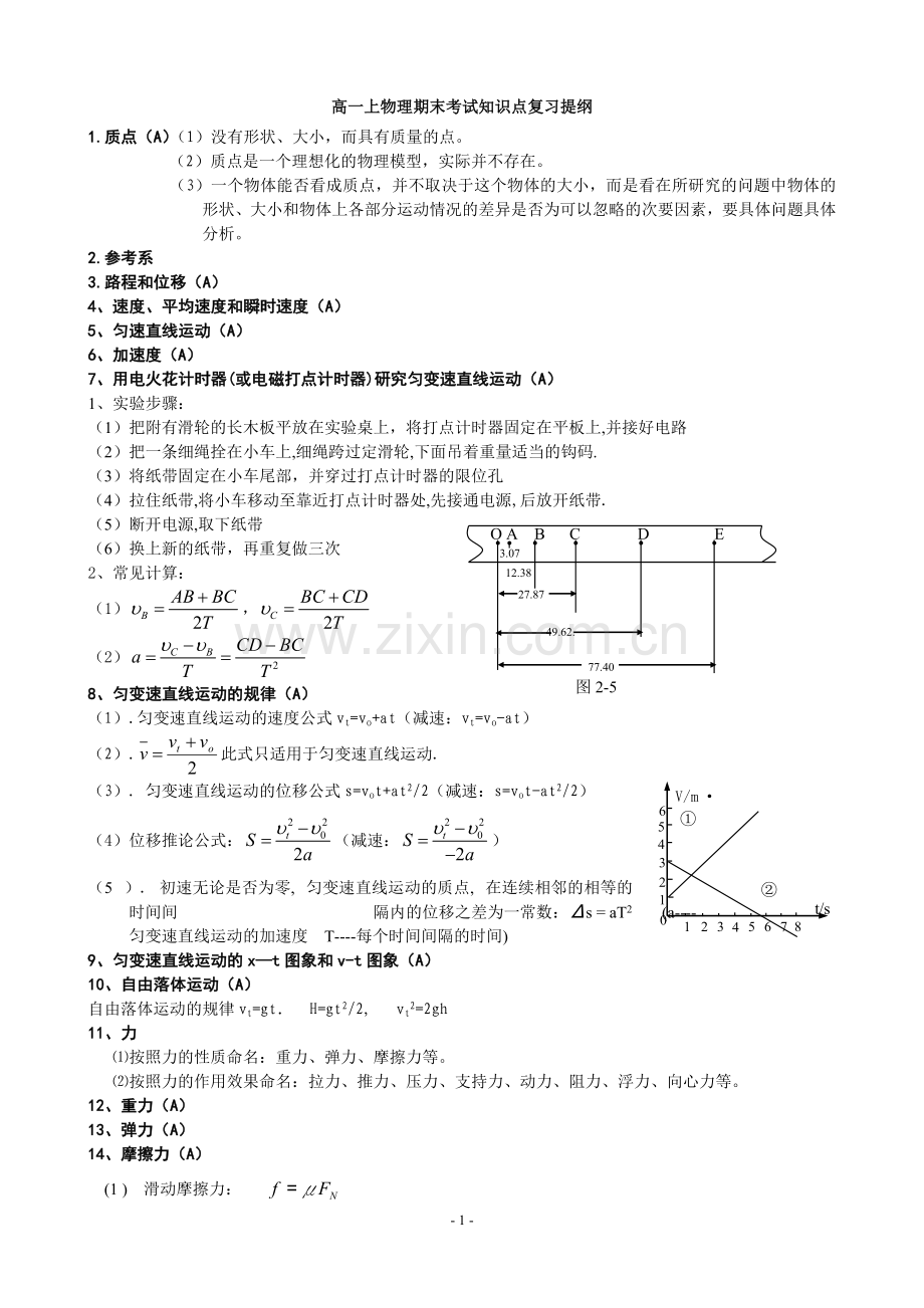 高一上物理知识点总结教学内容.doc_第1页