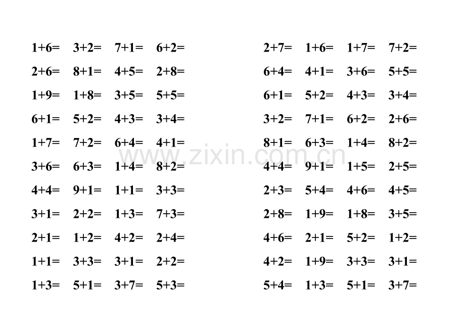 10以内加法练习题直接打印(已经排版).doc_第2页