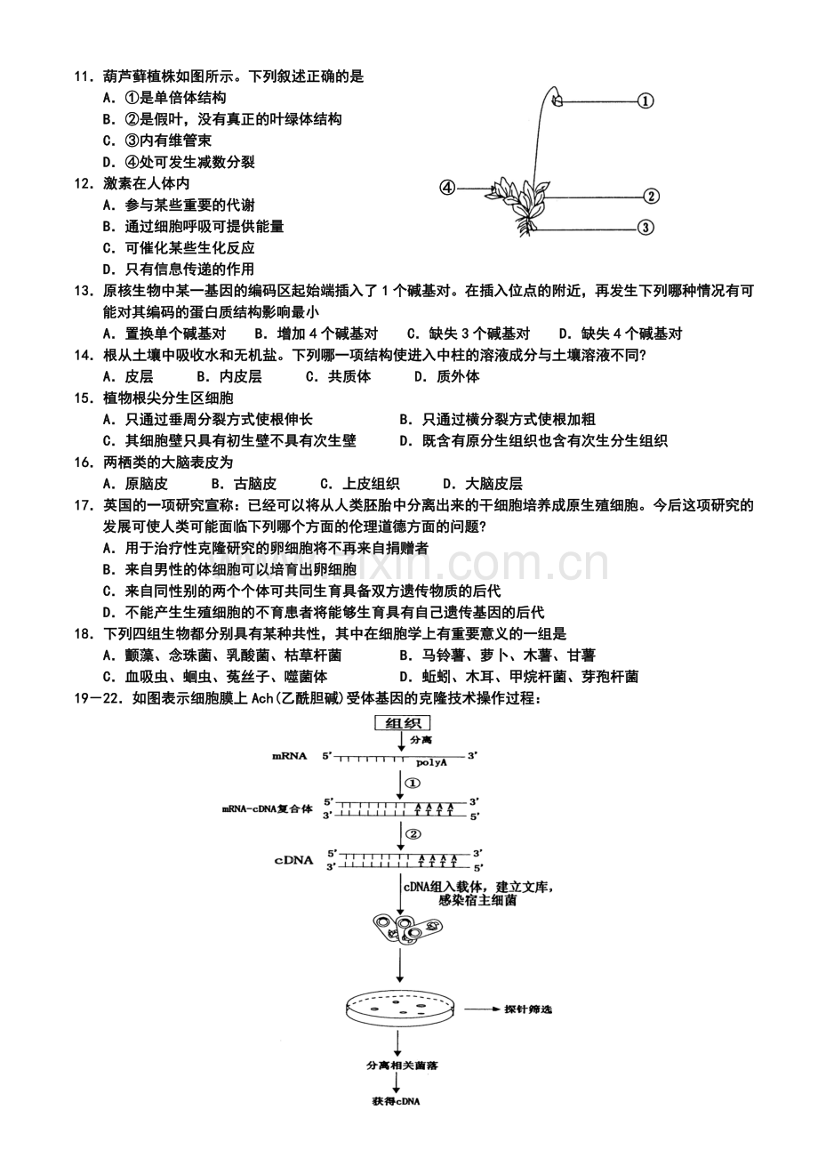 2007年广东省中学生生物学联赛试卷.doc_第2页