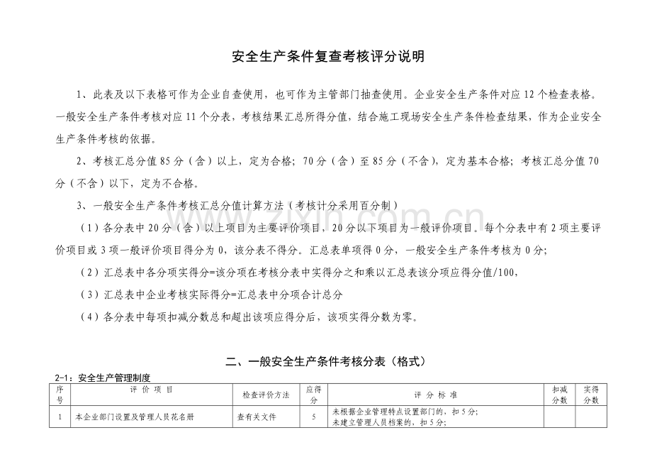 山东省建筑施工企业安全生产条件复查表--施工现场标准化管理实施方案收集资料.doc_第3页