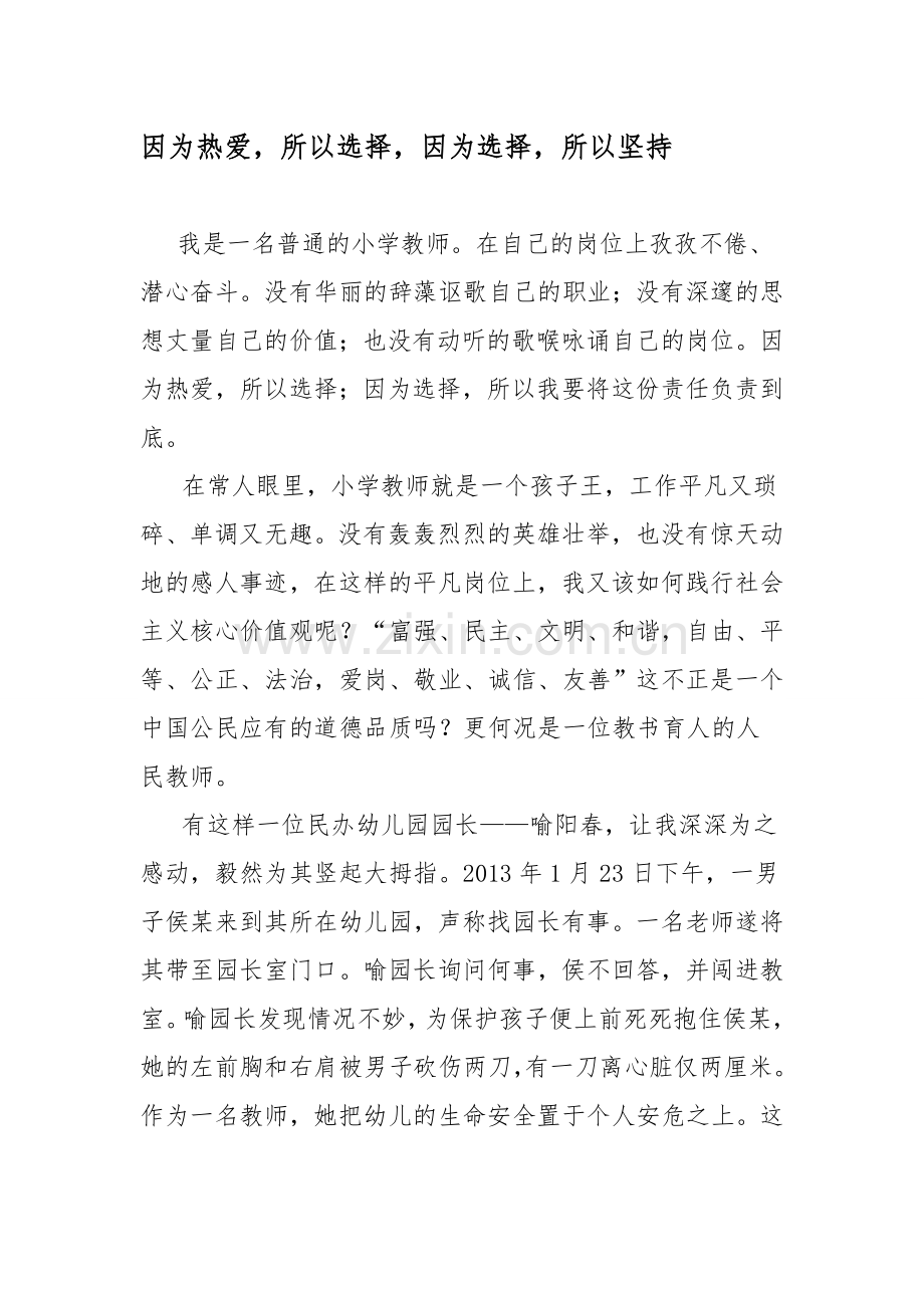 小学教师践行社会主义核心价值观演讲稿13.doc_第1页