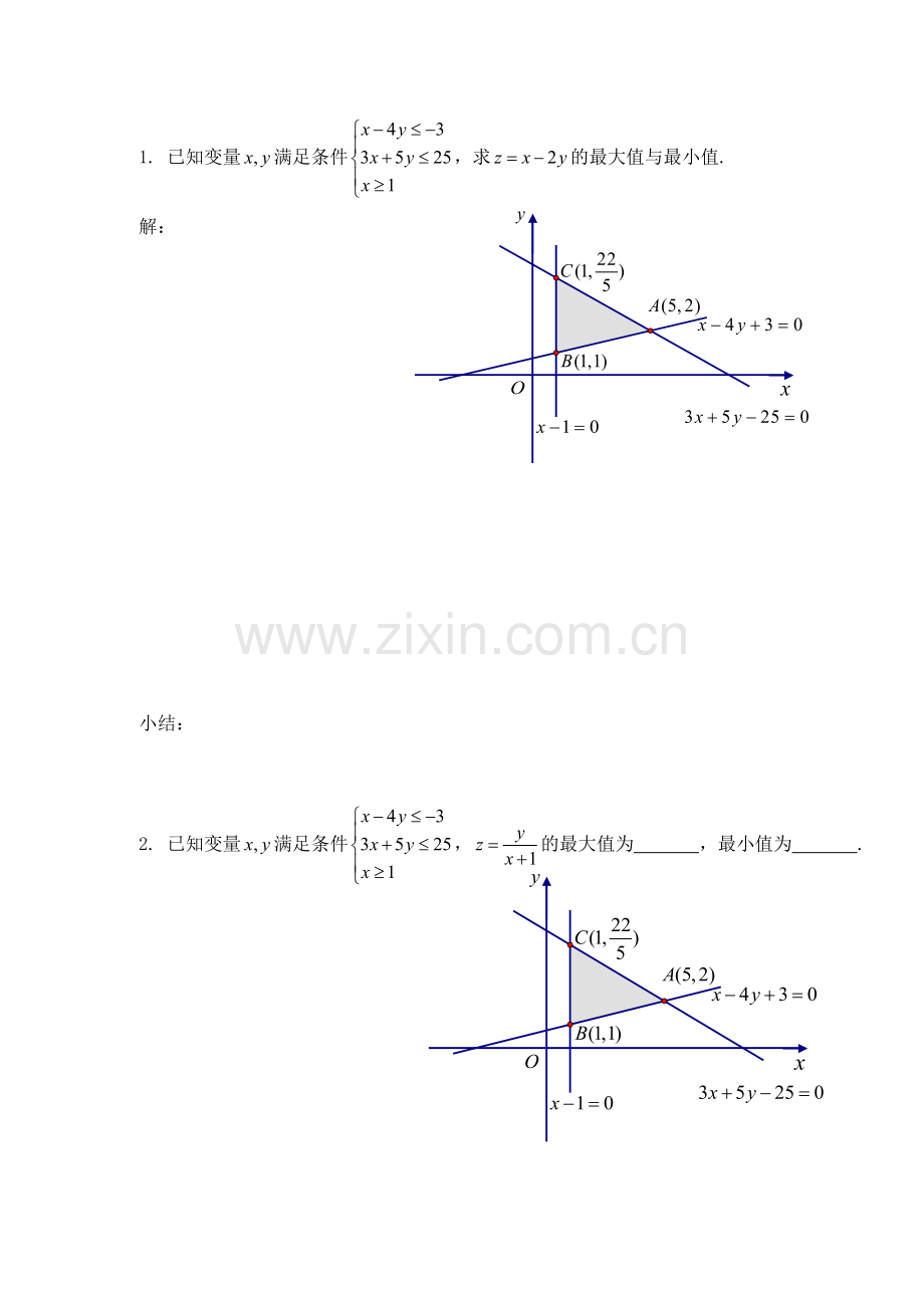 高二数学导学案：课题：线性规划法的灵活应用.doc_第2页