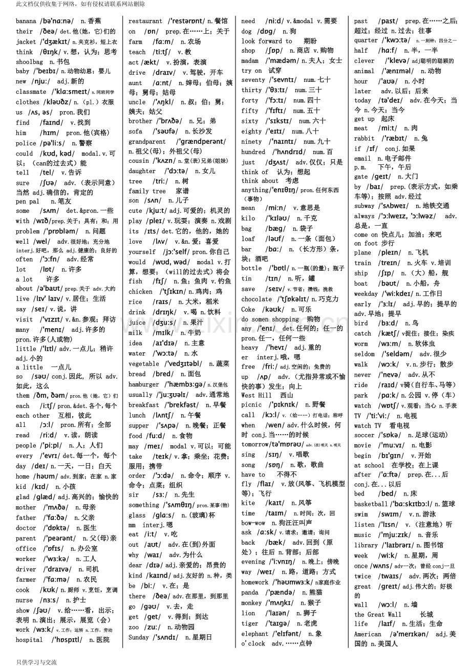 仁爱版初中英语单词汇表3栏版教学提纲.doc_第2页