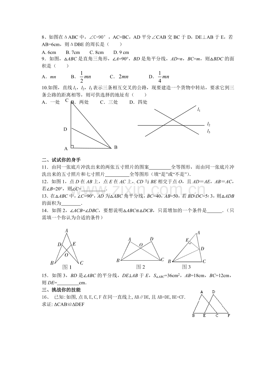 初中八年级数学上册第十一章《全等三角形》.doc_第2页