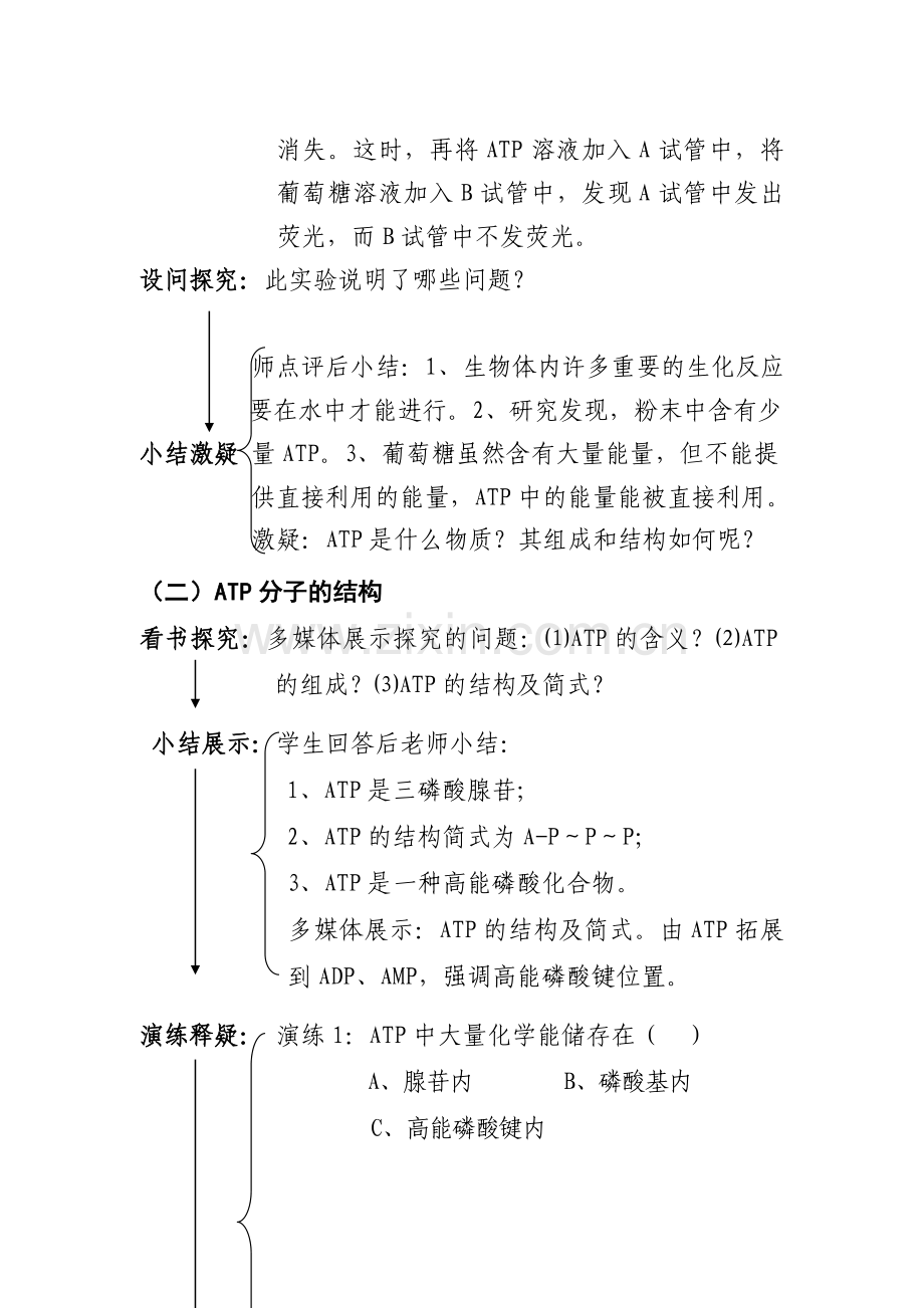 高中生物教案《细胞内的能量“通货”——ATP》.doc_第3页