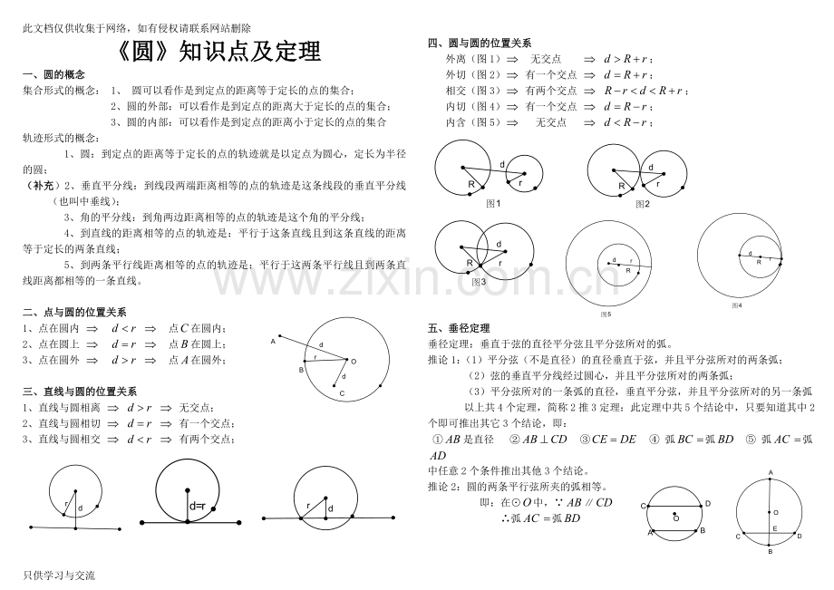 初三《圆》知识点及定理上课讲义.doc_第1页