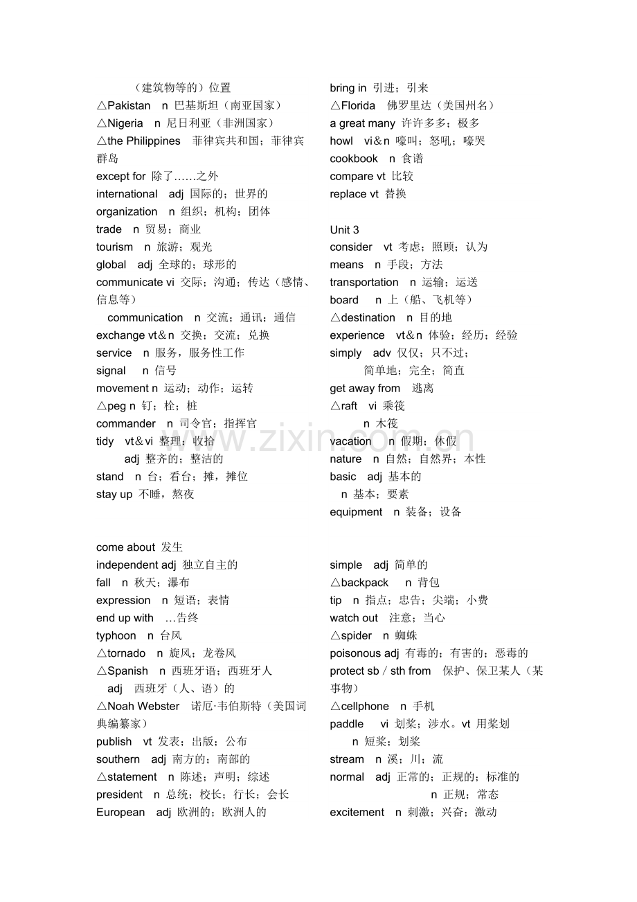 高一上册英语单词表学习资料.doc_第2页