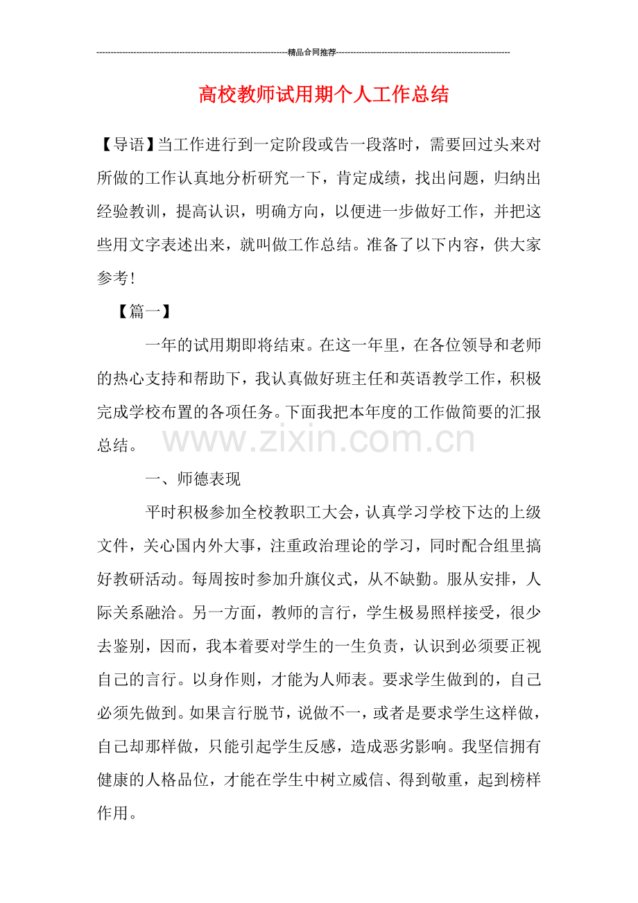 高校教师试用期个人工作总结.doc_第1页