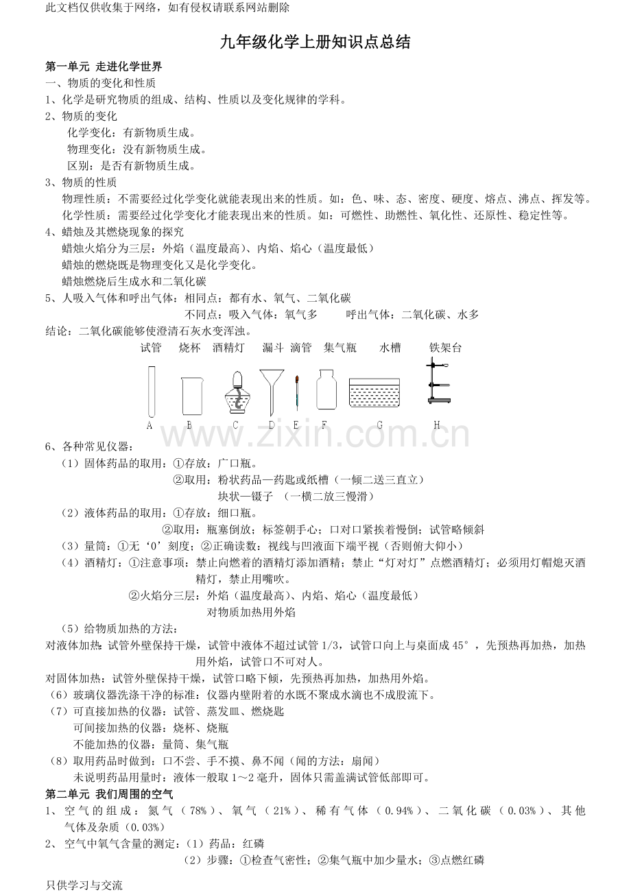 初三化学上册知识点总结说课讲解.doc_第1页