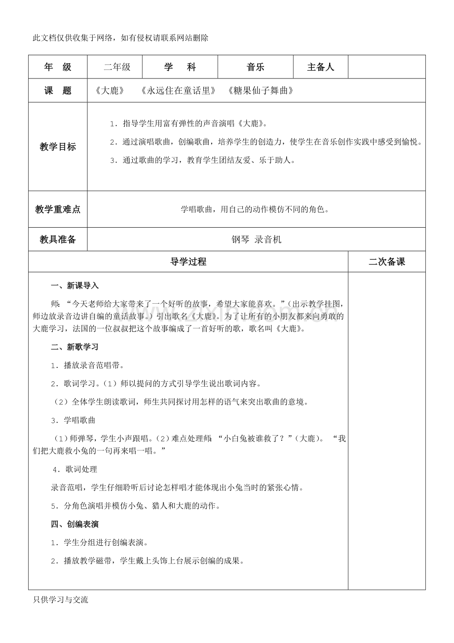 小学二年级上册音乐教案(全册培训讲学.doc_第1页