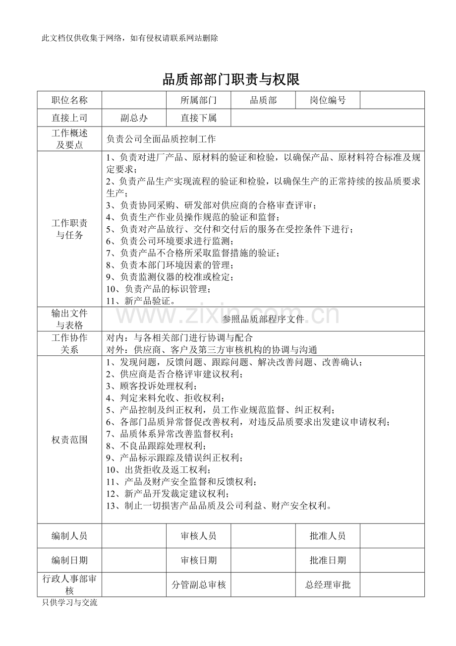 品质部职责与权限复习进程.doc_第2页