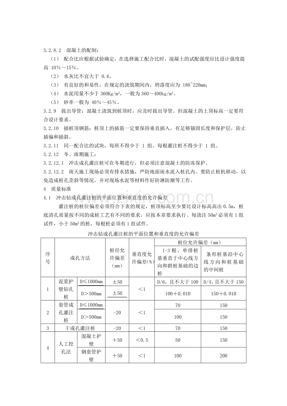 冲击钻成孔灌注桩施工工艺标准收集资料.doc_第3页