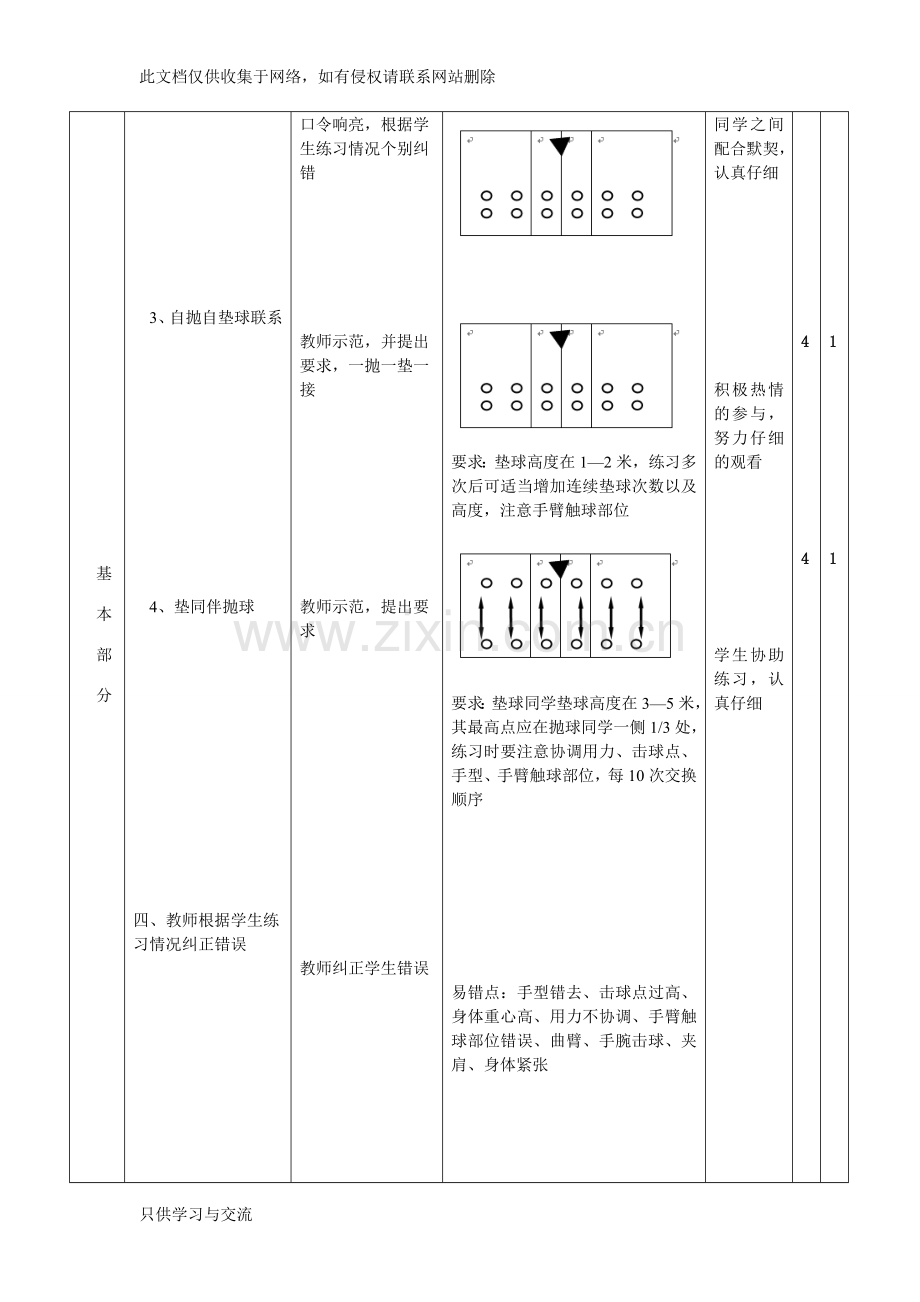 小学排球教学教案教学教材.doc_第3页