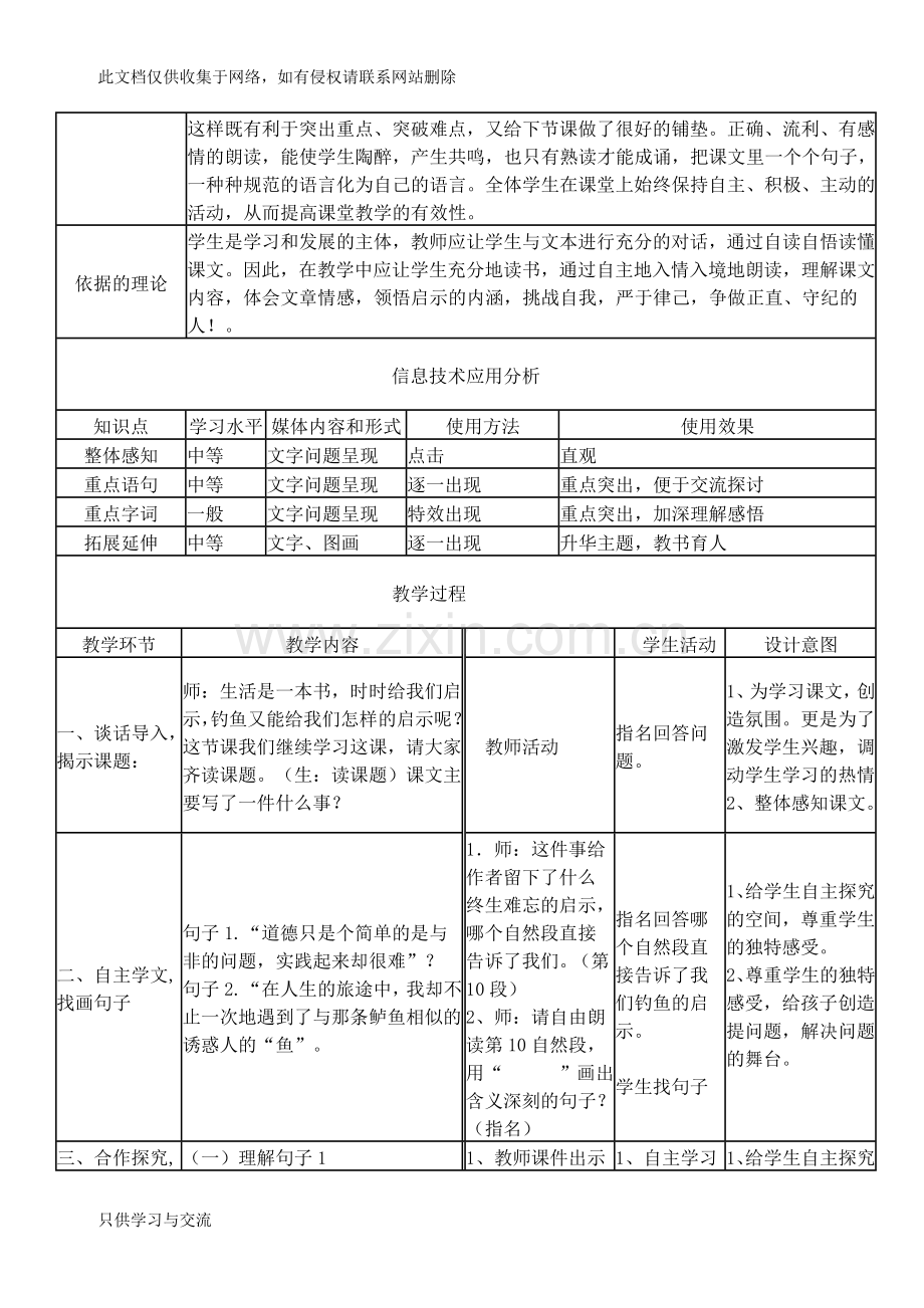 小学语文表格式教学设计教学内容.doc_第2页