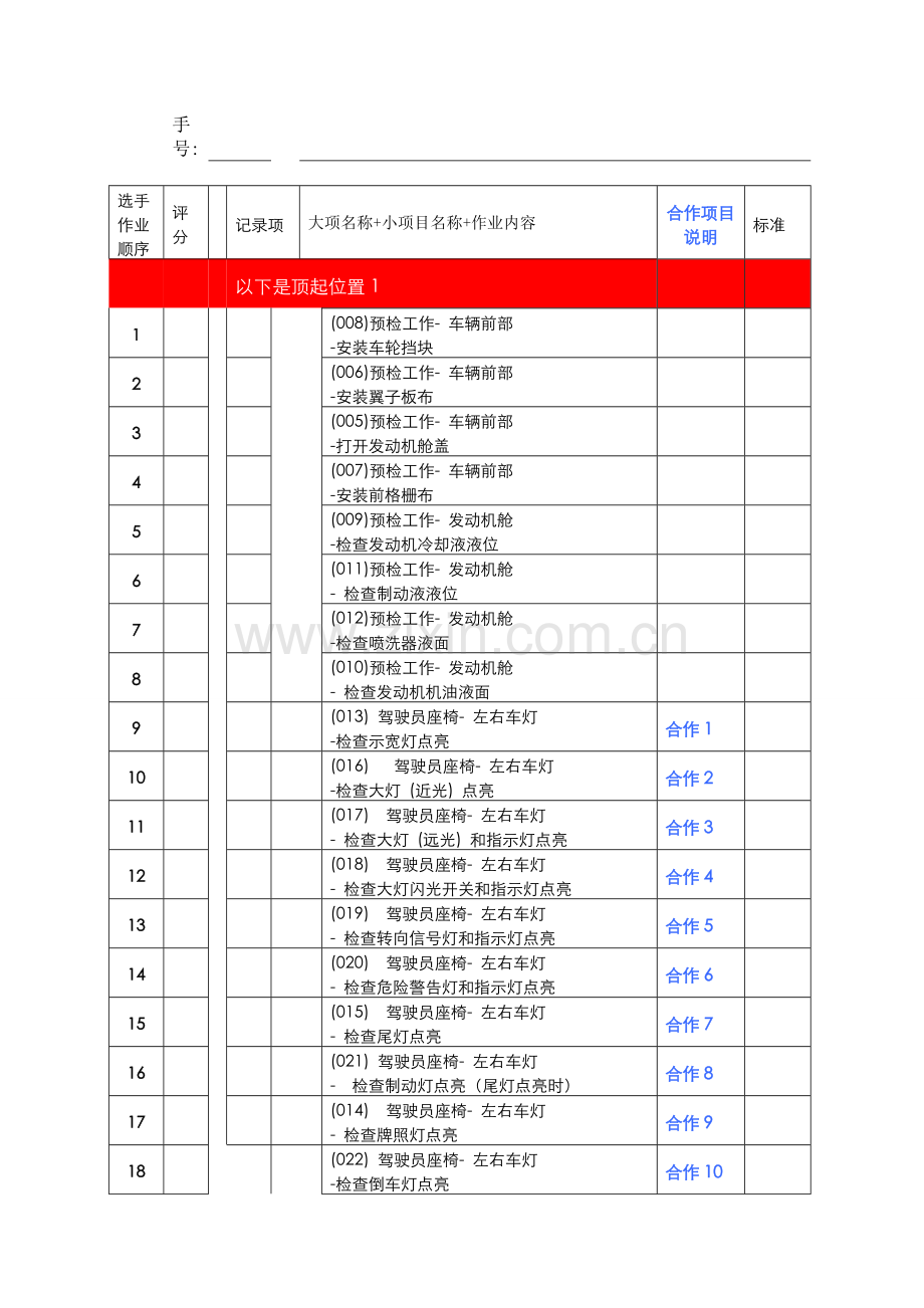 全省汽车二级维护技能大赛作业表B资料.doc_第2页