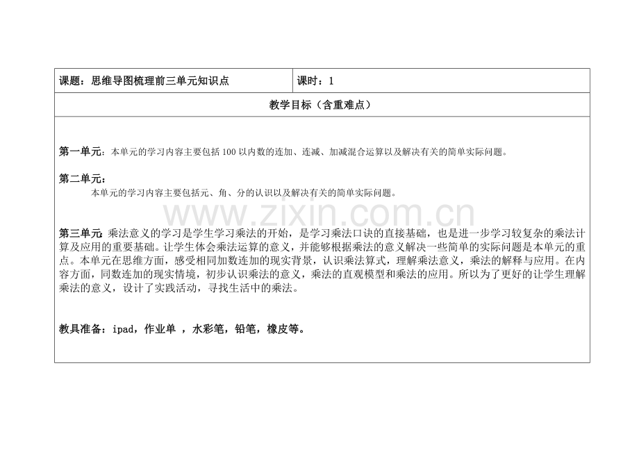 北师大版前三单元思维导图-2课时学习资料.doc_第1页