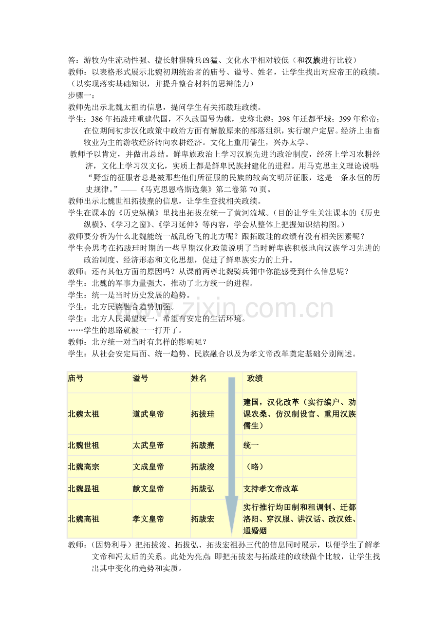 《北魏孝文帝改革》之《改革迫在眉睫》教案教学目标：知识与合集.doc_第2页