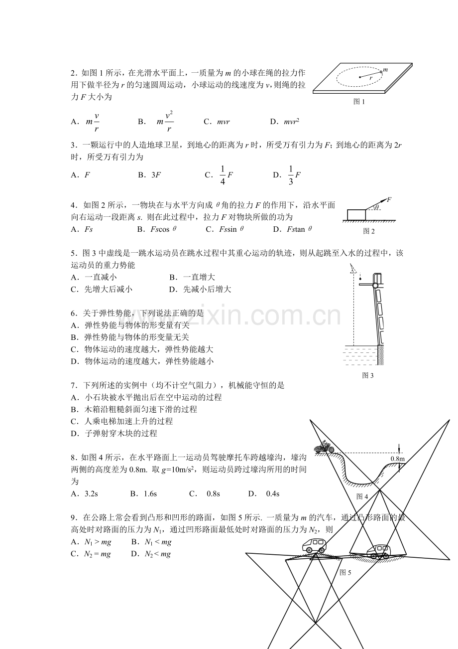 高中物理必修二期末试题含答案.doc_第2页