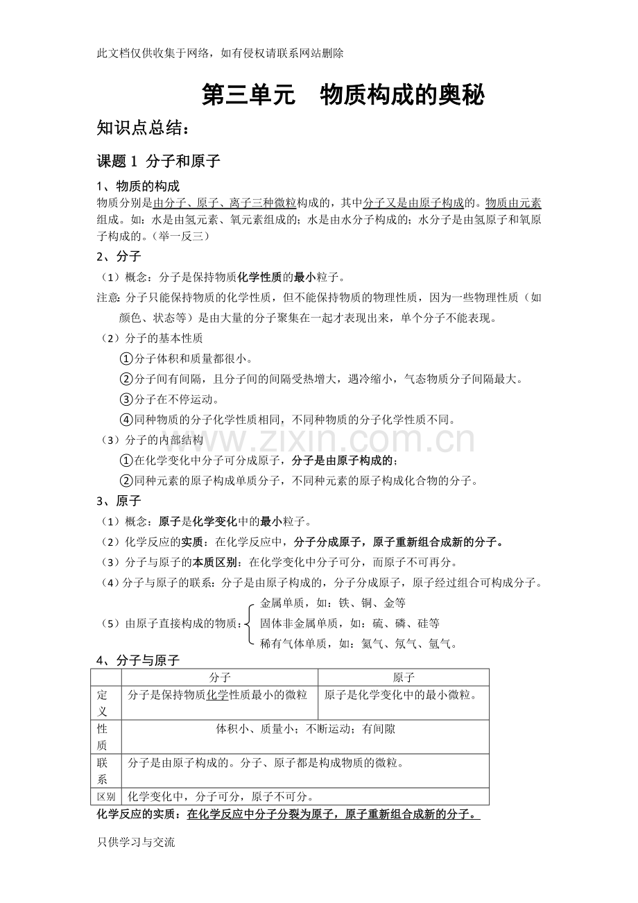 初三化学第三单元知识点总结讲课讲稿.doc_第1页