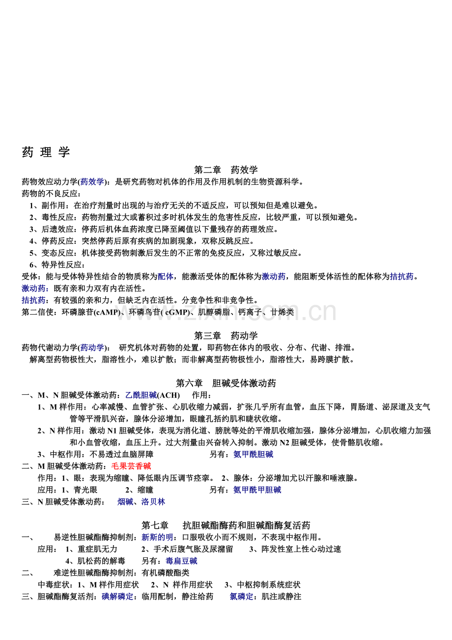 药理学知识点归纳红色加粗标记.doc_第1页