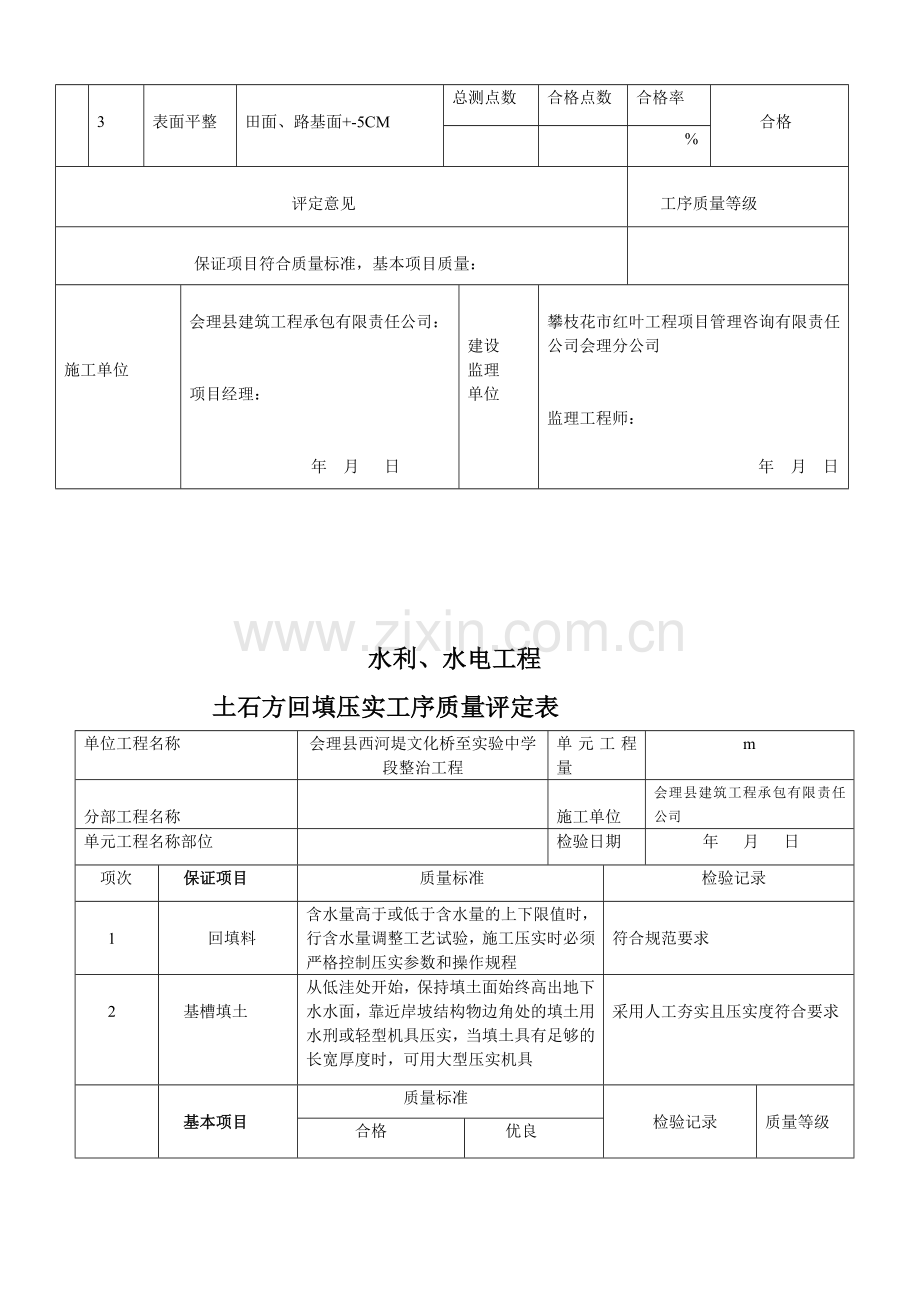 土石方回填压实工序质量评定表(各种表)[复习].doc_第2页