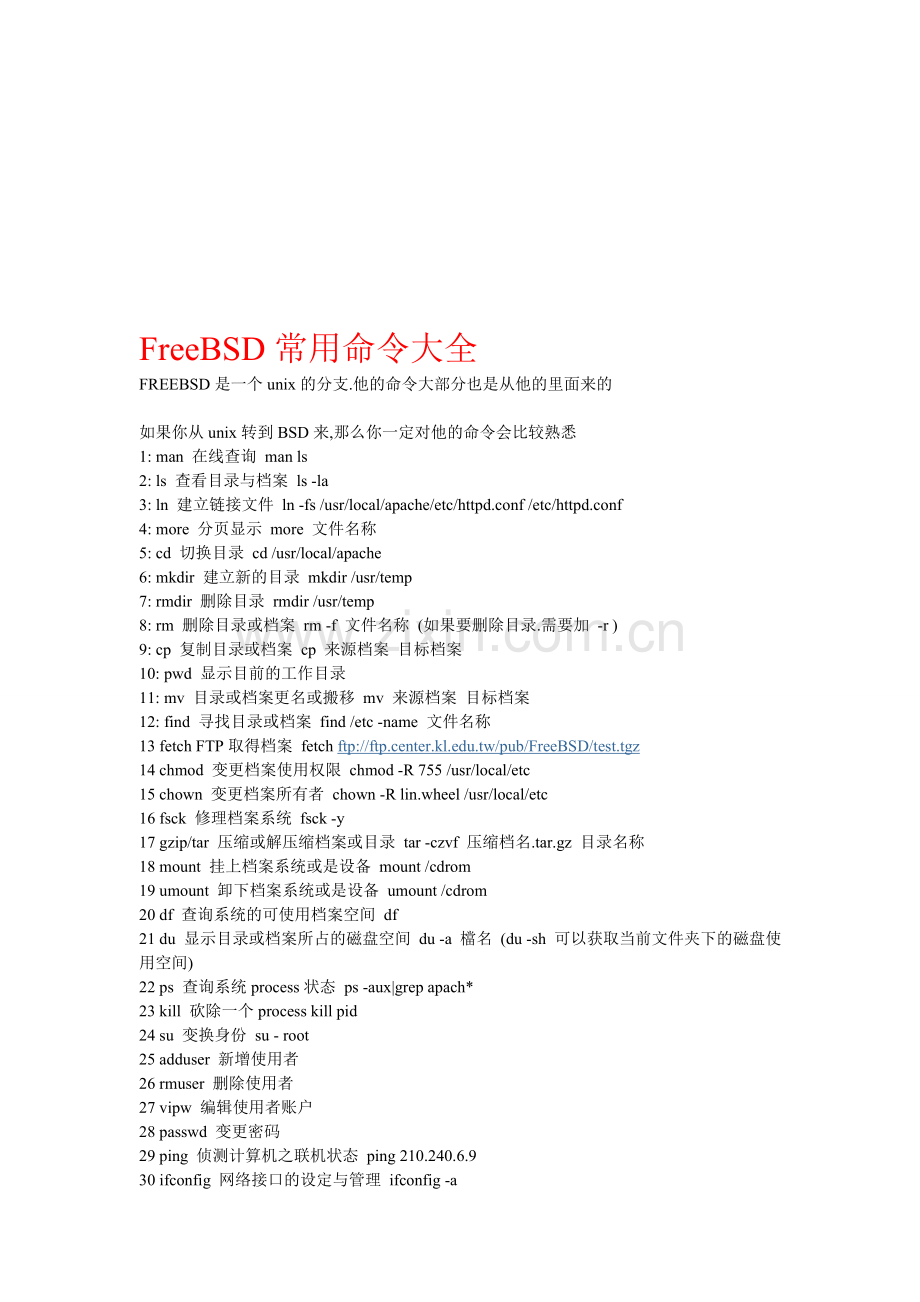 FreeBSD常用命令大全.doc_第1页