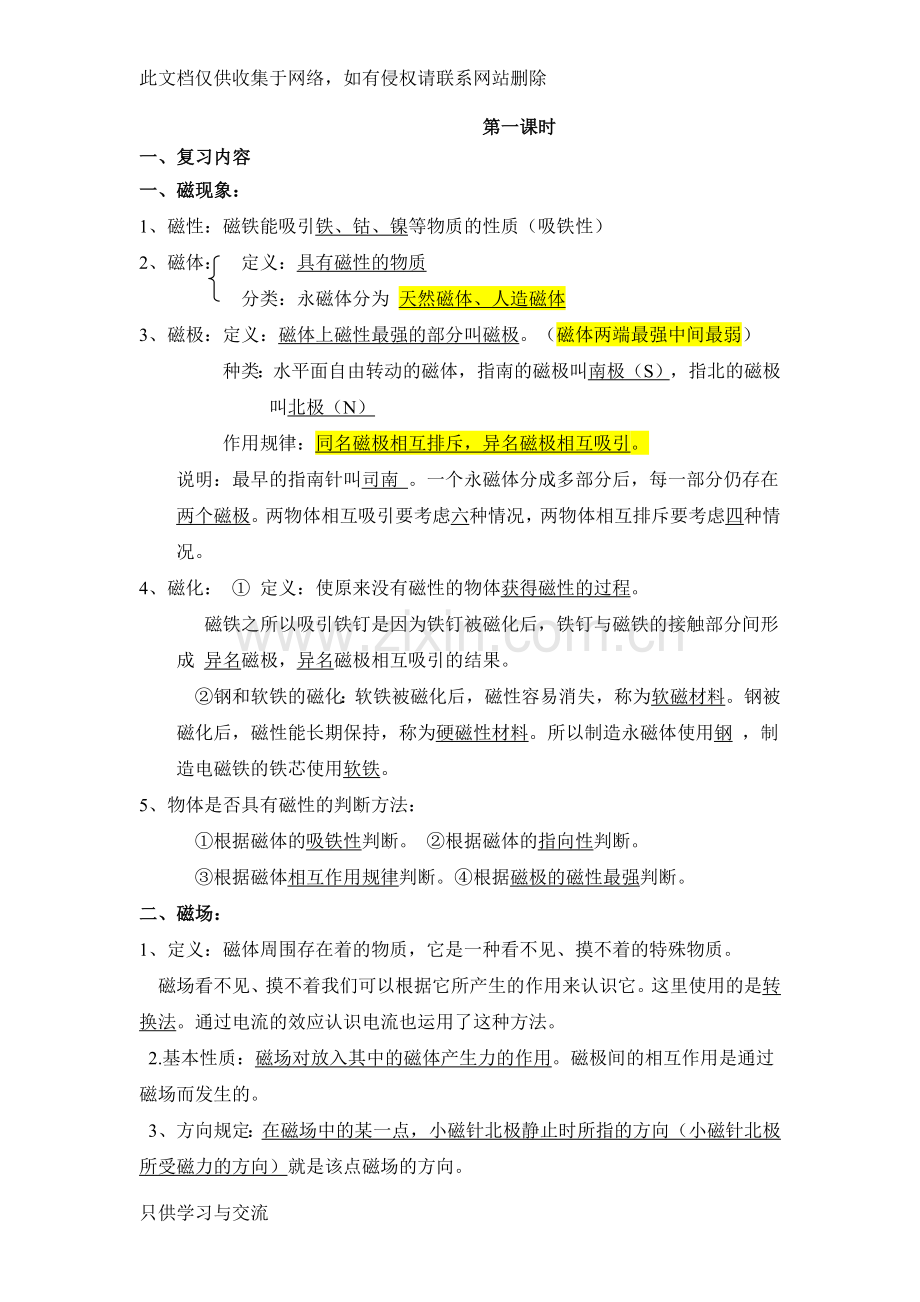 初三物理磁学专题培训课件.docx_第1页