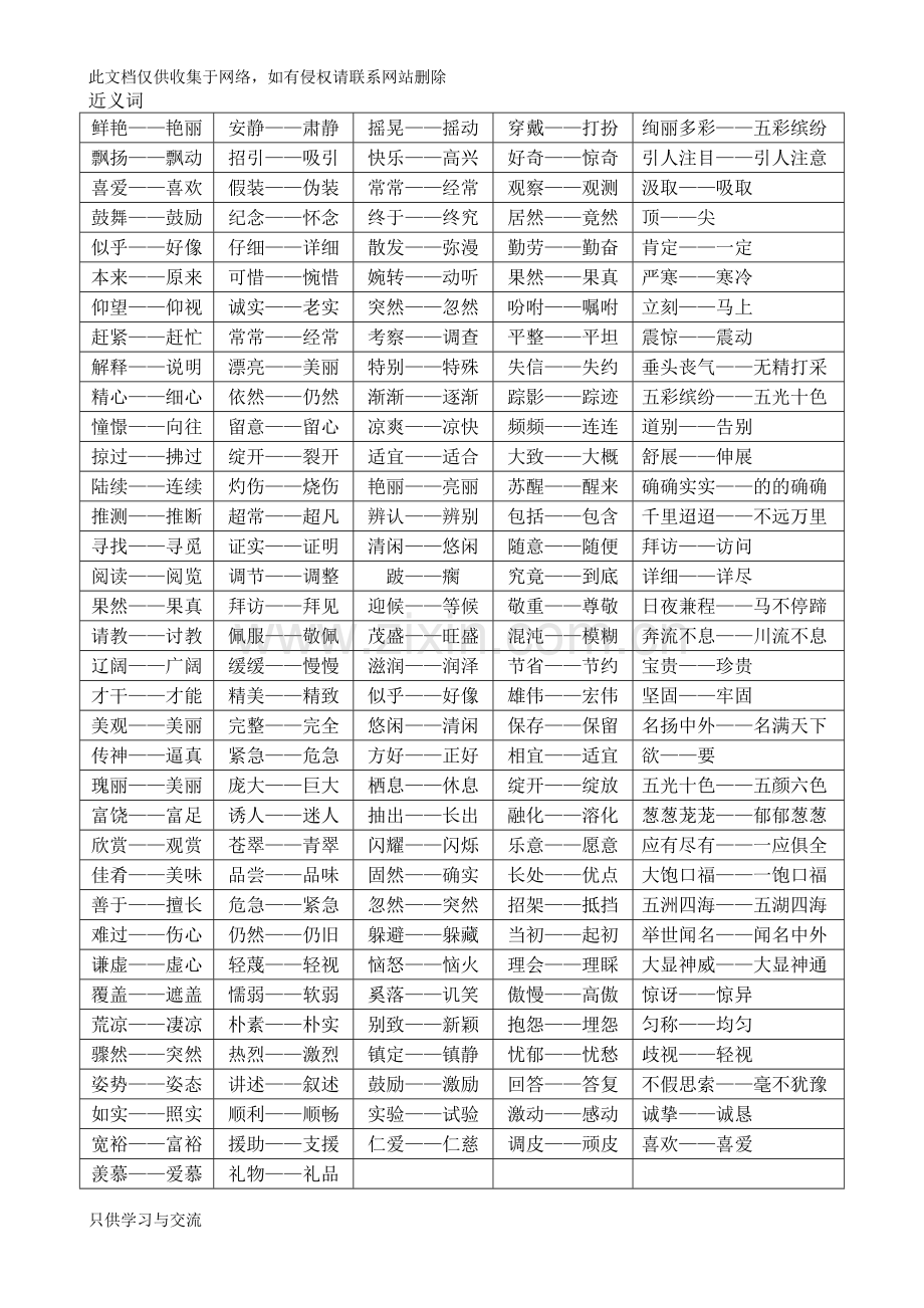 小学三年级近义词反义词多音字大全教学总结.doc_第1页