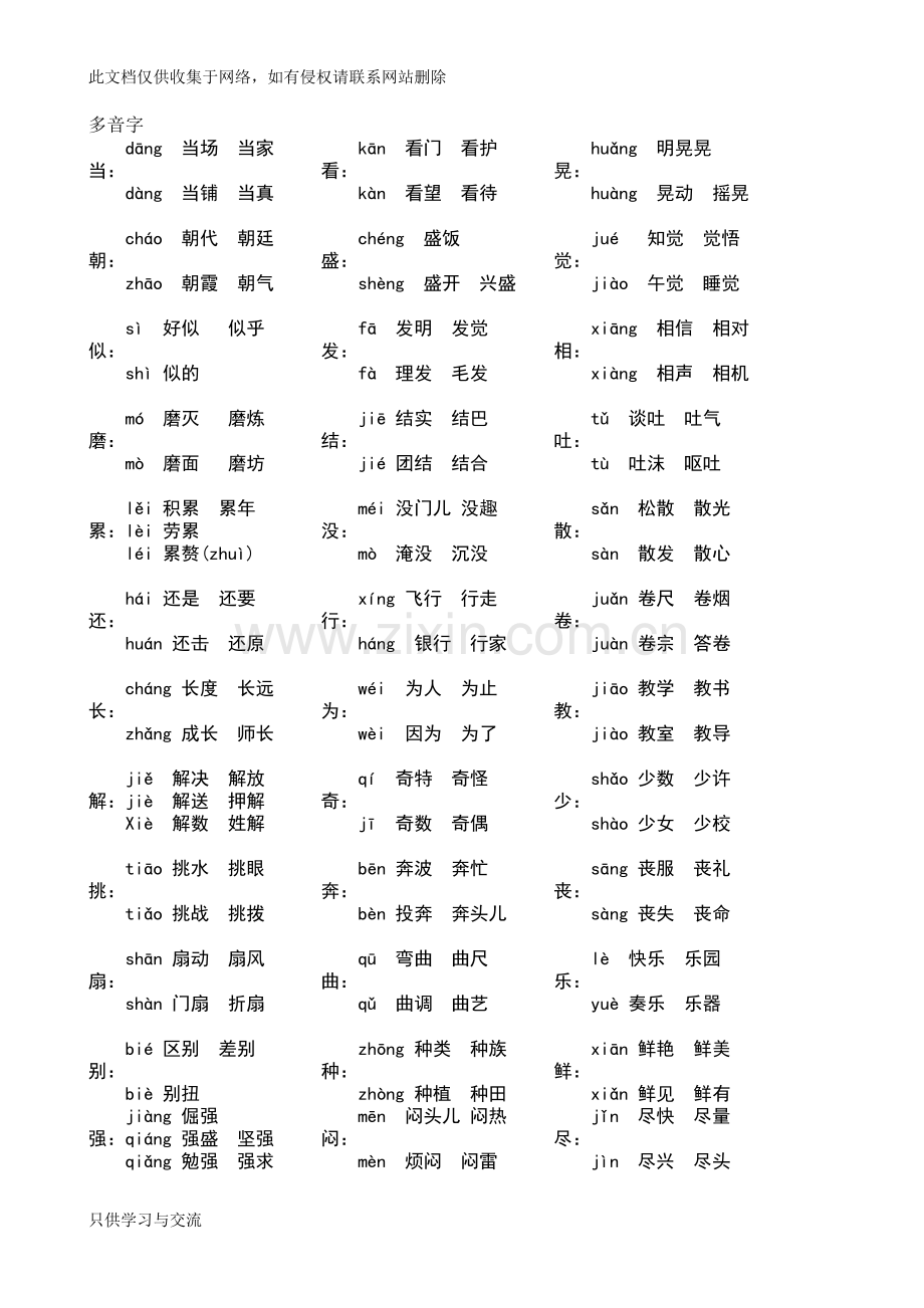 小学三年级近义词反义词多音字大全教学总结.doc_第3页