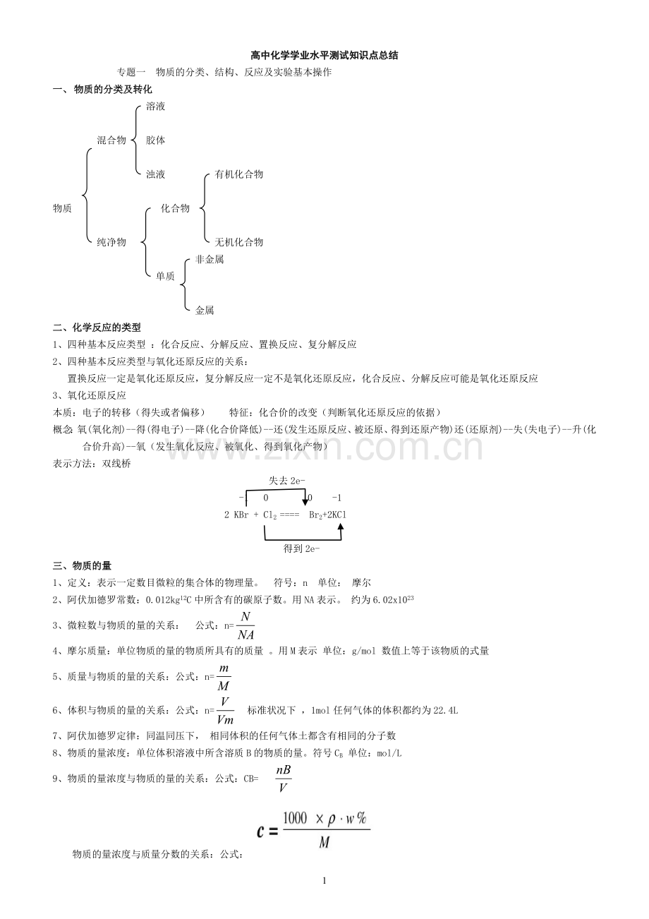 浙江省高中化学学业水平考试知识点总结说课讲解.doc_第1页