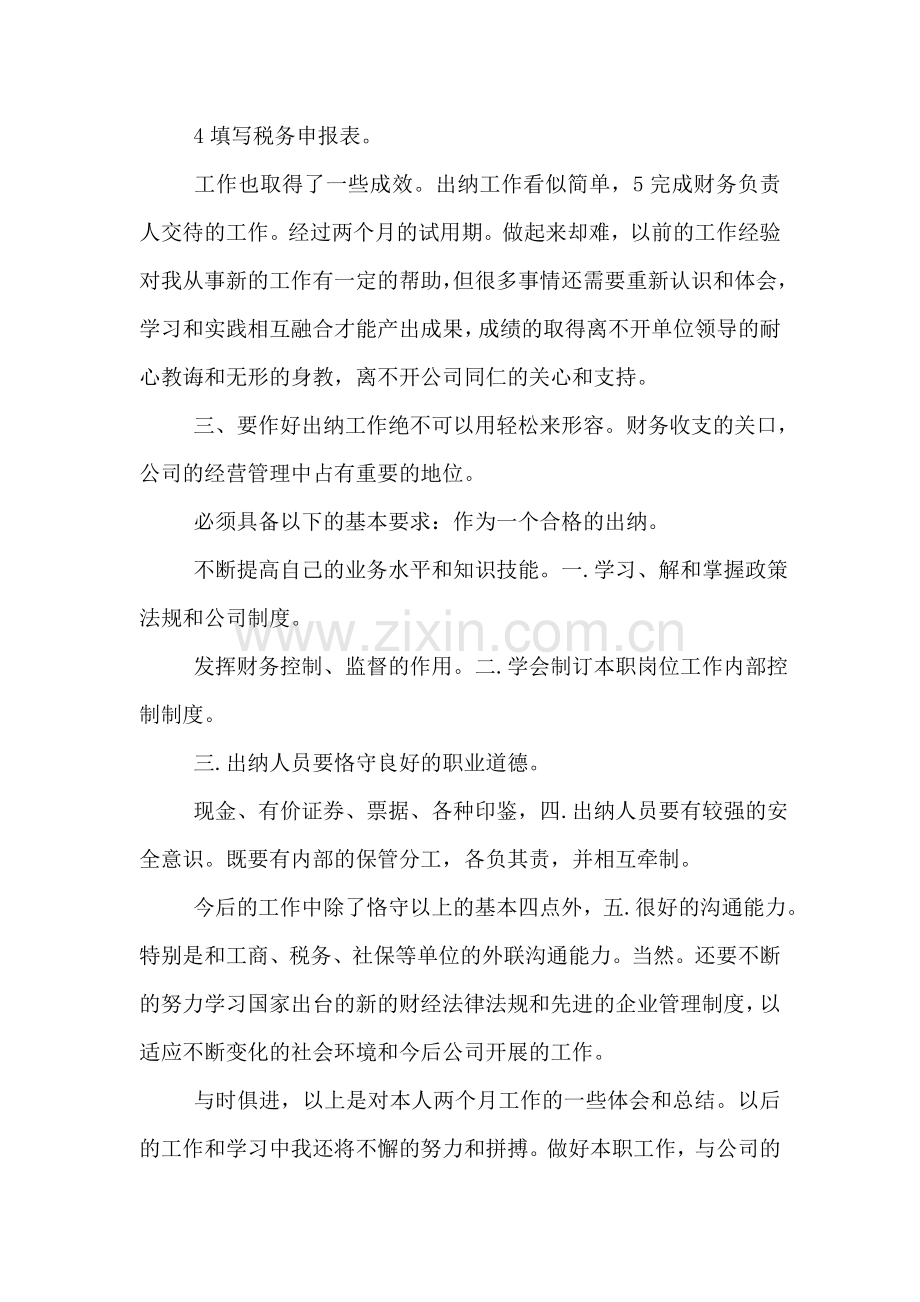 出纳人员试用期工作总结.doc_第2页