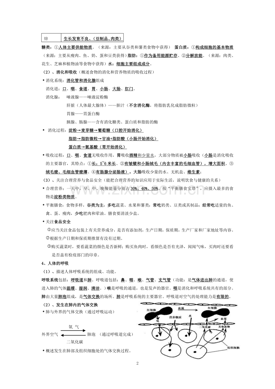 北师大版初中生物中考复习提纲教学内容.doc_第2页