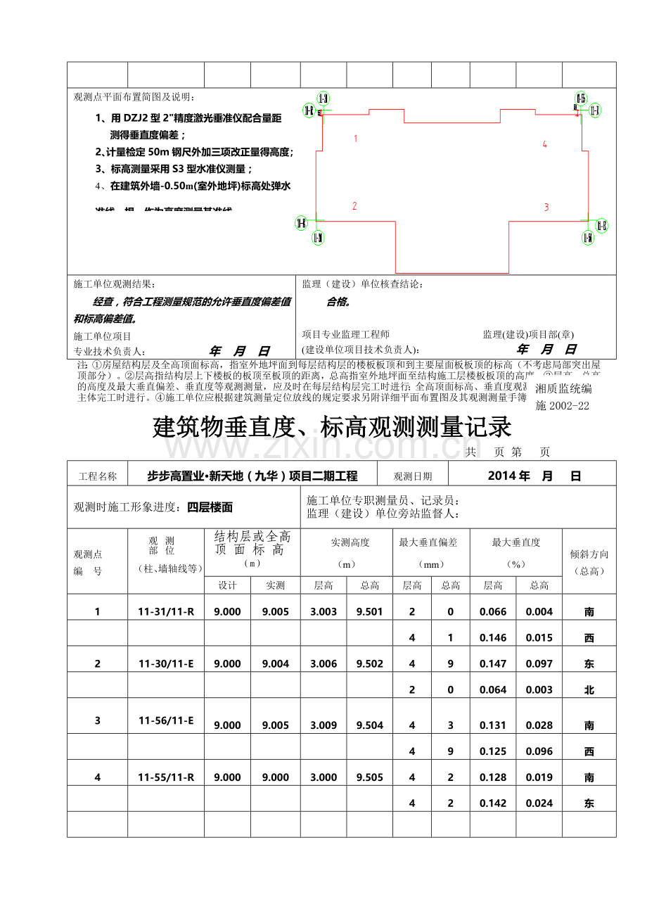 11-东单元建筑物垂直度、标高观测测量记录资料.doc_第3页