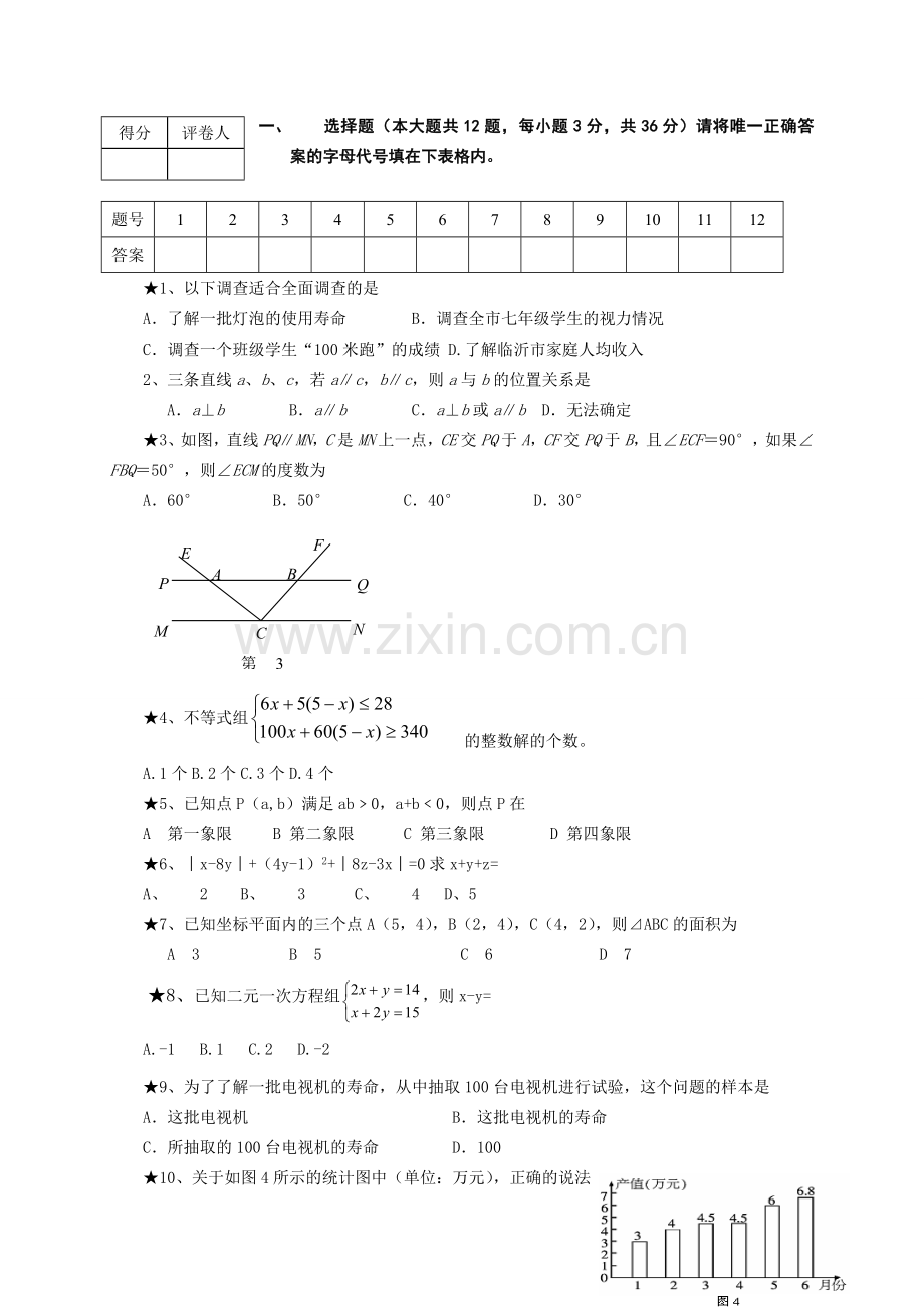 初中七年级下册期末数学附答案.doc_第2页