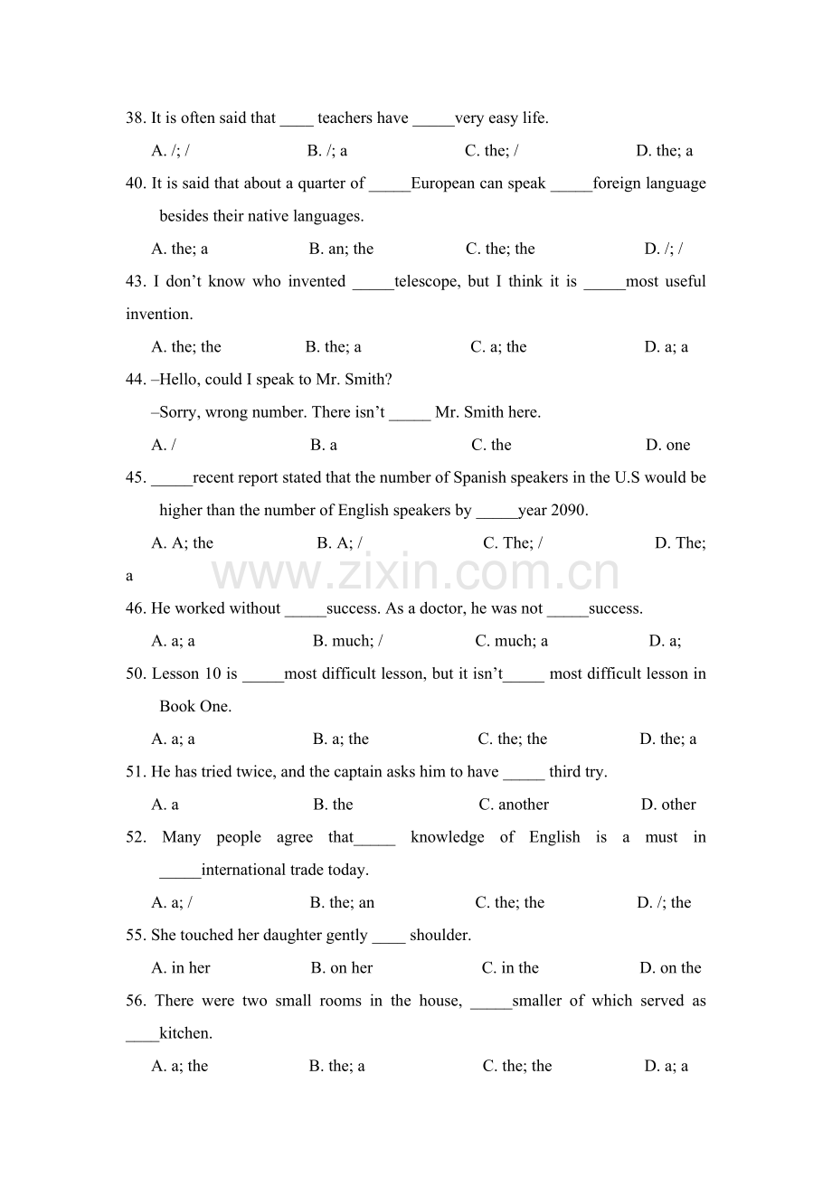 高考英语冠词习题(含答案).doc_第3页