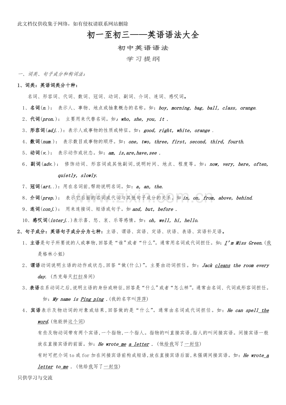 初一至初三——英语语法大全演示教学.doc_第1页