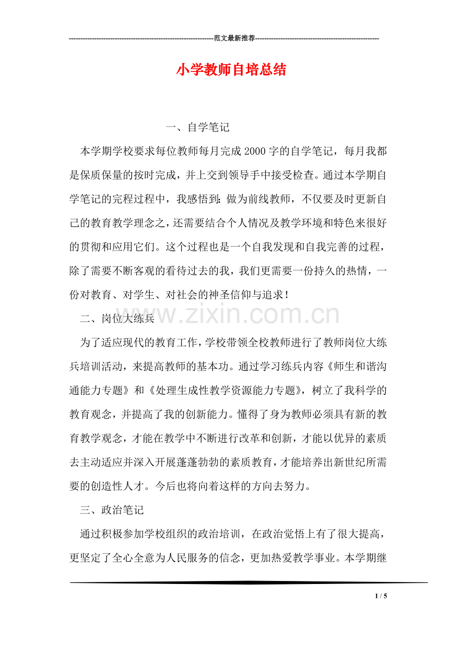 小学教师自培总结.doc_第1页