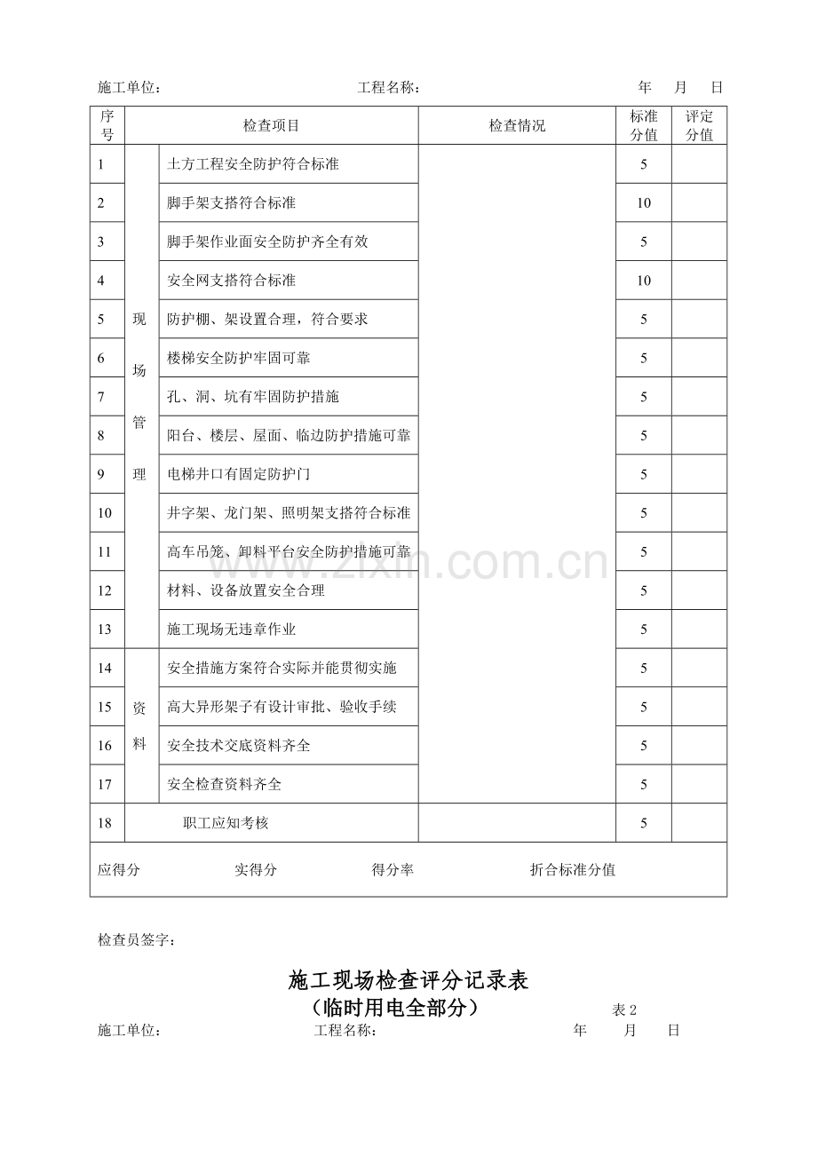 安全管理制度及安全工地检查表.doc_第3页