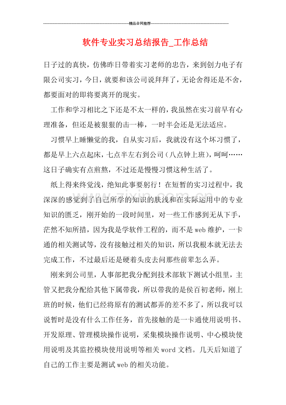 软件专业实习总结报告-工作总结.doc_第1页