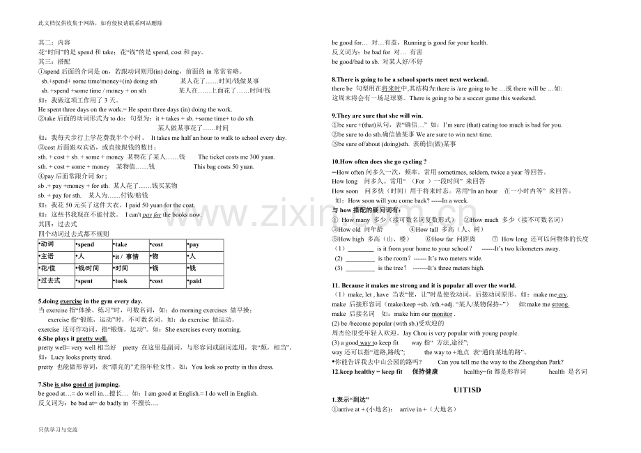 仁爱英语八年级上册u1u2复习笔记复习课程.doc_第3页