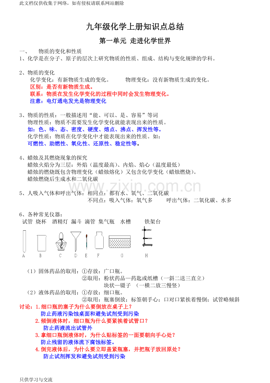 初三化学上册知识点总结(13单元)说课讲解.doc_第1页