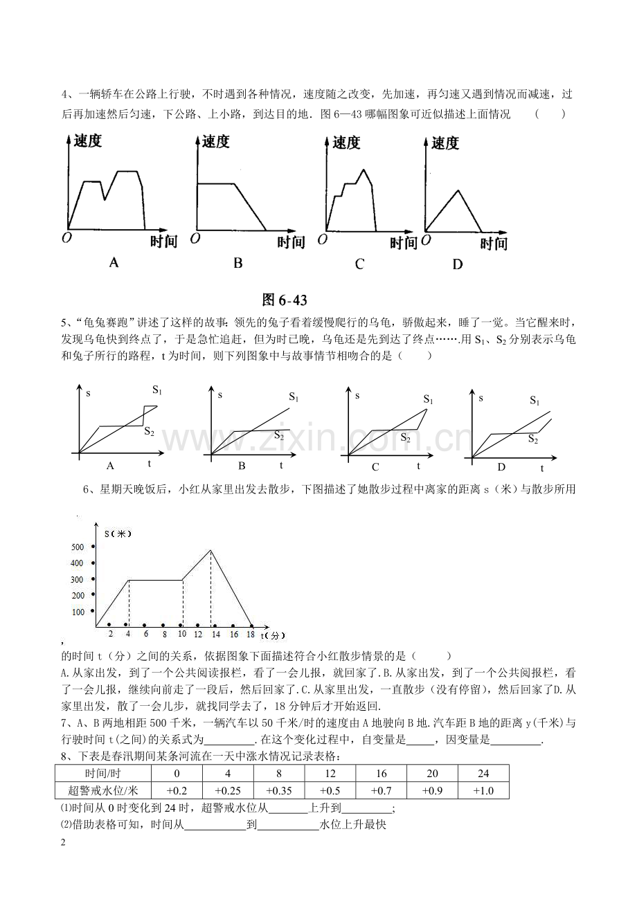 北师大版七年级数学下册变量之间的关系-专题复习备课讲稿.doc_第2页