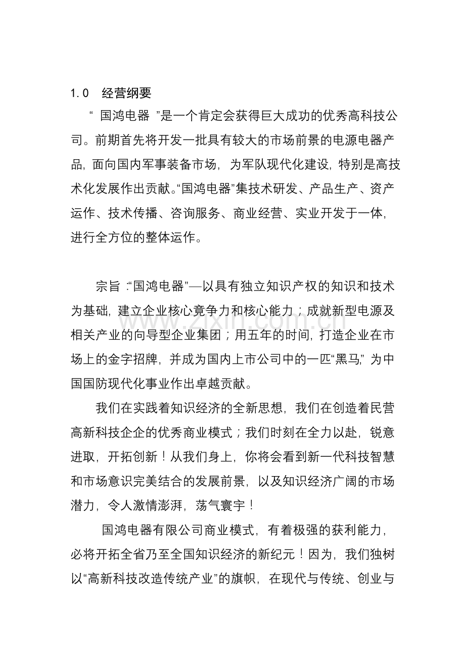 XX电器有限公司商业计划书(doc11)合集.doc_第2页