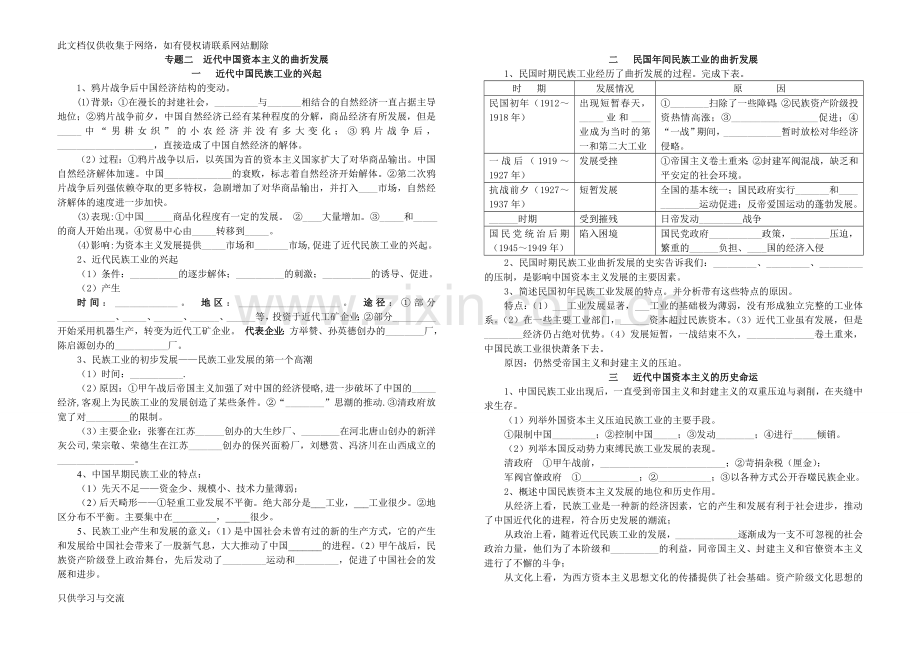 人民版高中历史必修二知识点填空资料.doc_第3页