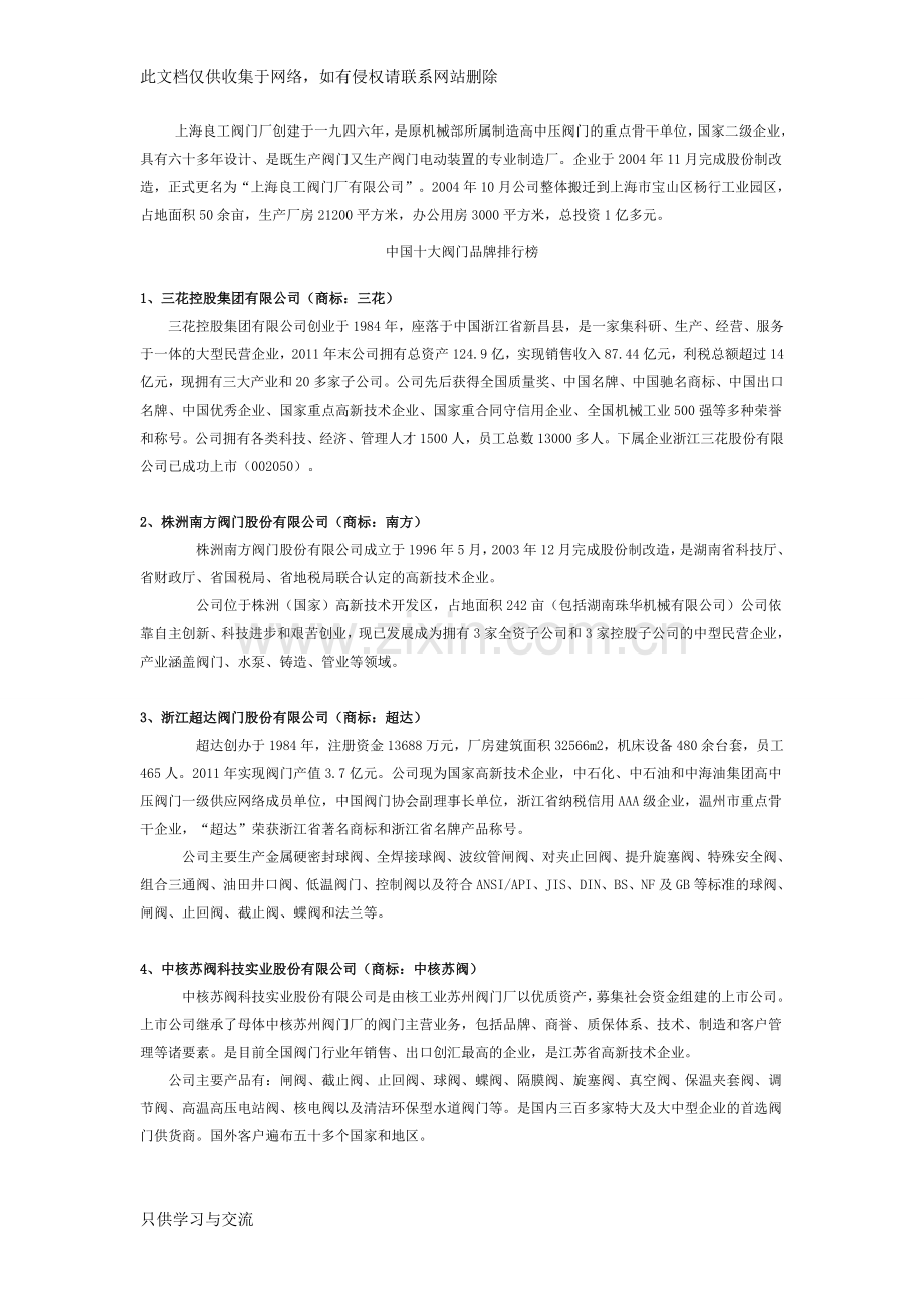 中国十大阀门品牌排行榜讲解学习.doc_第3页