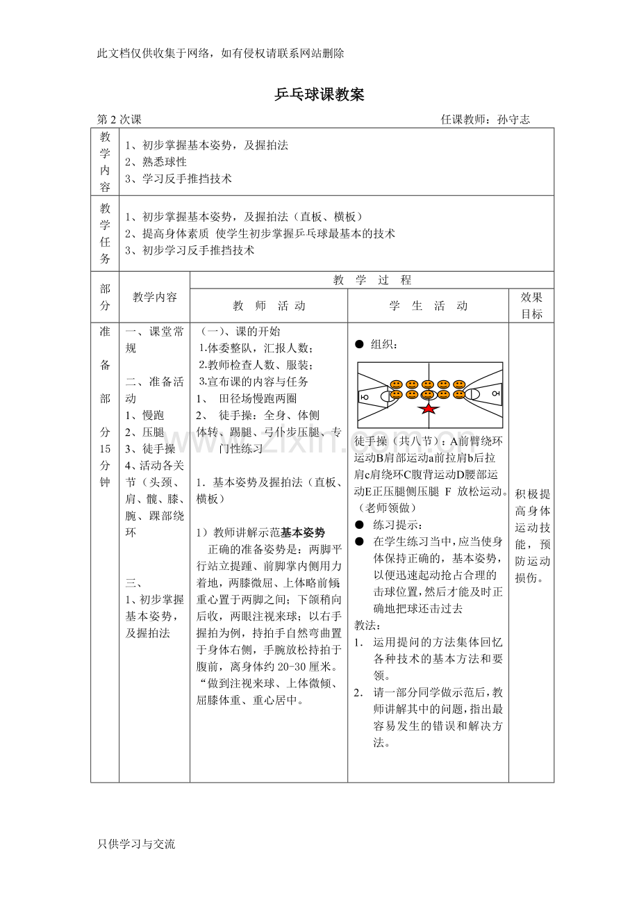 小学乒乓球课教案讲课稿.doc_第2页