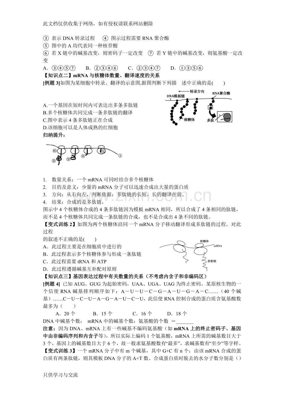 基因的表达一轮复习学案讲解学习.doc_第3页