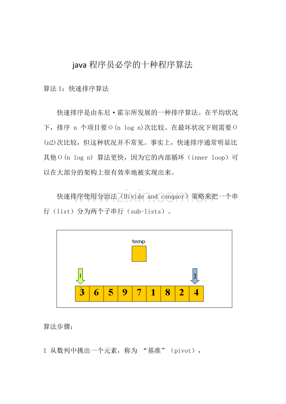 java程序员必知的十种程序算法.doc_第1页