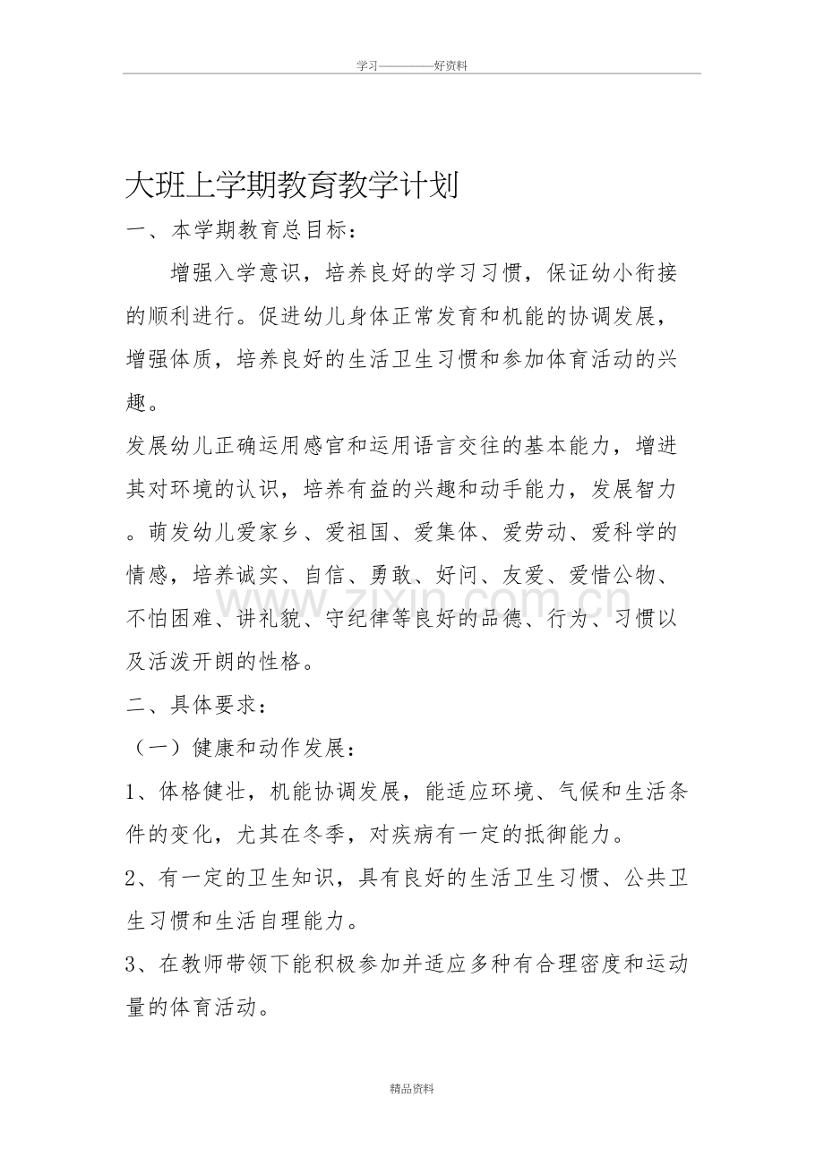 大班教育教学工作计划资料.doc_第2页